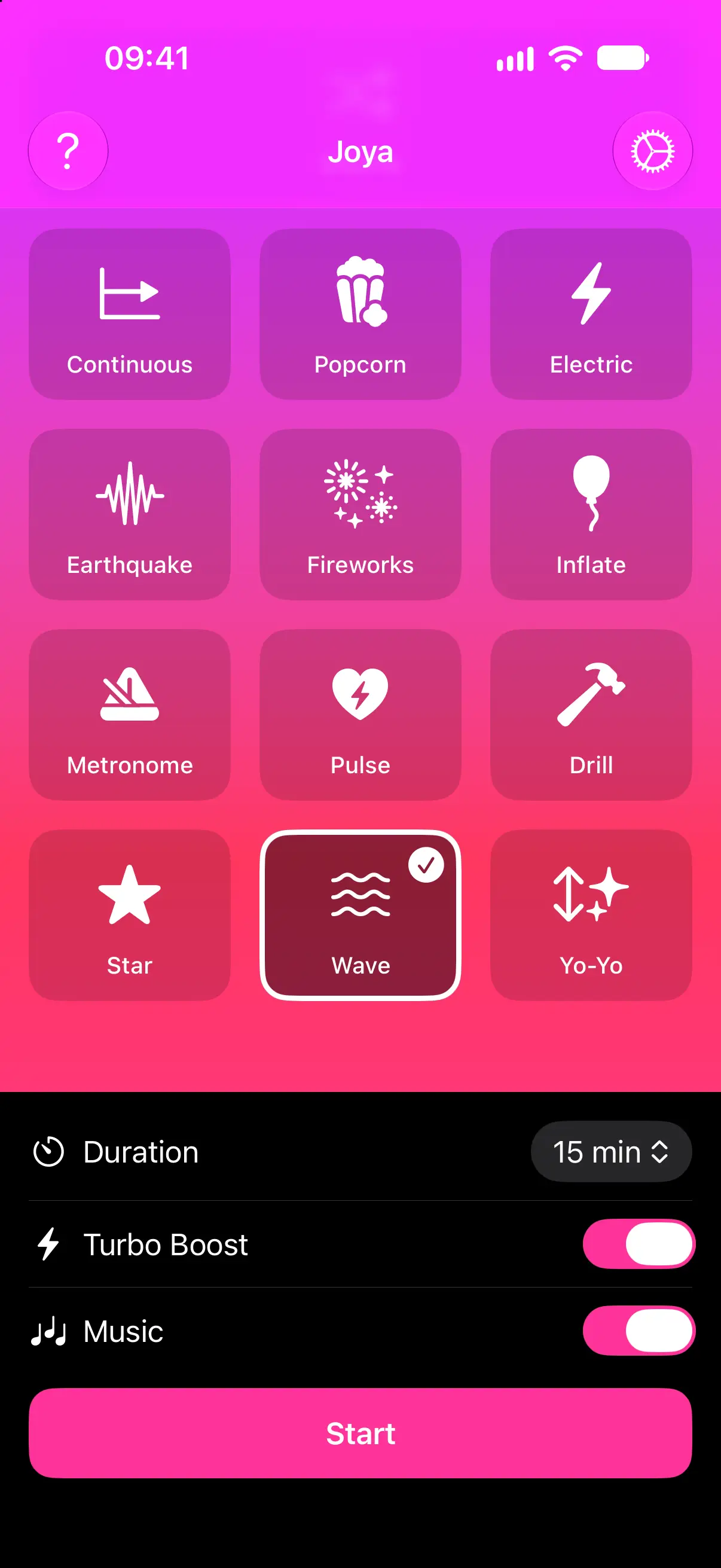 Vibrate Phone app displayed on an iPhone in a subtle setting